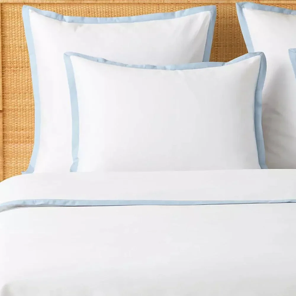 Serena & Lily Border Frame Sateen Euro Pillowcase/Sham-Coastal Blue